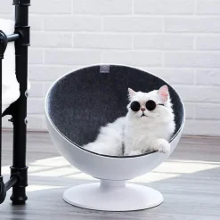 Decor Haustierzubehör|Haustierbetten-Rotierende Katzenhängematte – Interaktives Loungebett für Haustiere