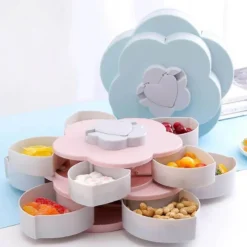 Space Savvy Küche & Esszimmer-Rotierende Snackbox – Einzigartiger Aufbewahrungsbehälter für Lebensmittel in Blütenform