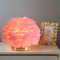Glow u0026 Shade Beleuchtung-Rounded Feather Table Lamp - Elegant Lighting Fixture
