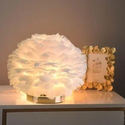Glow u0026 Shade Beleuchtung-Rounded Feather Table Lamp - Elegant Lighting Fixture