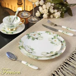 Feast u0026 Flair Küche & Esszimmer-Royal Bone China Geschirrset - Europäischer Pastoralstil mit Besteck
