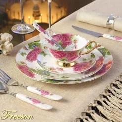 Feast u0026 Flair Küche & Esszimmer-Royal Bone China Geschirrset - Europäischer Pastoralstil mit Besteck