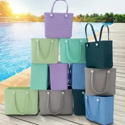 BagAura Taschen & Geldbörsen-Rubber Beach Tote Bag – Extra große Strandtasche aus Silikon für Damen