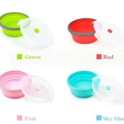 Tom Küche & Esszimmer-Runde Lunchbox aus Silikon – Faltbarer Obstsalatbehälter