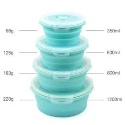 Tom Küche & Esszimmer-Runde Lunchbox aus Silikon – Faltbarer Obstsalatbehälter