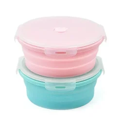 Tom Küche & Esszimmer-Runde Lunchbox aus Silikon – Faltbarer Obstsalatbehälter