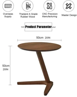 Cozy Living Möbel-Runder Beistelltisch aus Holz – Elegantes Sofa-Dekor