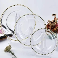 Plates u0026 More Küche & Esszimmer-Runder Obstteller aus Glas mit Goldperlen – Elegantes Esszimmerdekor
