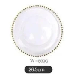 Plates u0026 More Küche & Esszimmer-Runder Obstteller aus Glas mit Goldperlen – Elegantes Esszimmerdekor