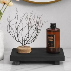 Aqua Essence Badezimmer-Rustic Oaklee Wooden Serving Tray - Decorative Platform Tray