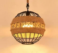 Comfort u0026 Style Beleuchtung-Rustic Rope Ball Chandelier - Minimalist Lighting Fixture