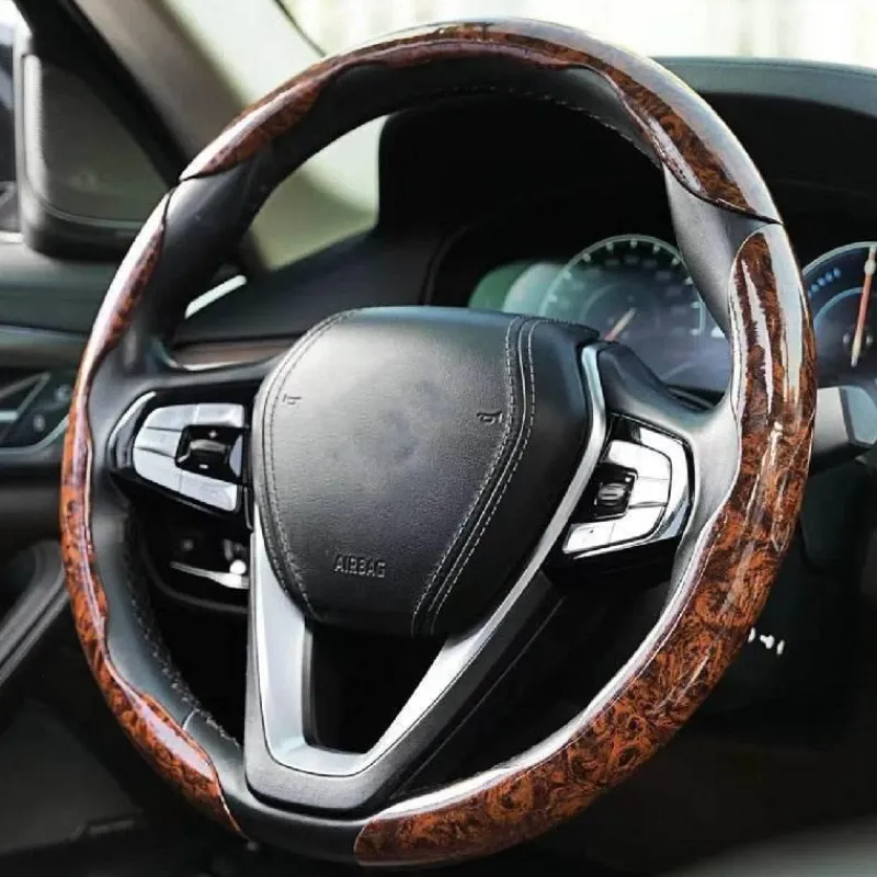 Wild u0026 Free Gear Autozubehör|Automobilindustrie-Rutschfeste Auto-Radabdeckung mit Holzmaserung – stilvoller Lenkradschutz