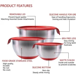 The Culinary Kit Küche & Esszimmer-Rutschfeste Multifunktions-Reibe-Rührschüsseln