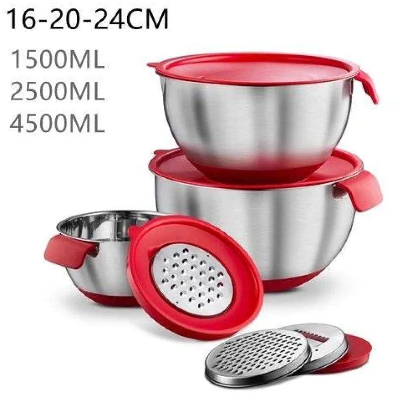 The Culinary Kit Küche & Esszimmer-Rutschfeste Multifunktions-Reibe-Rührschüsseln