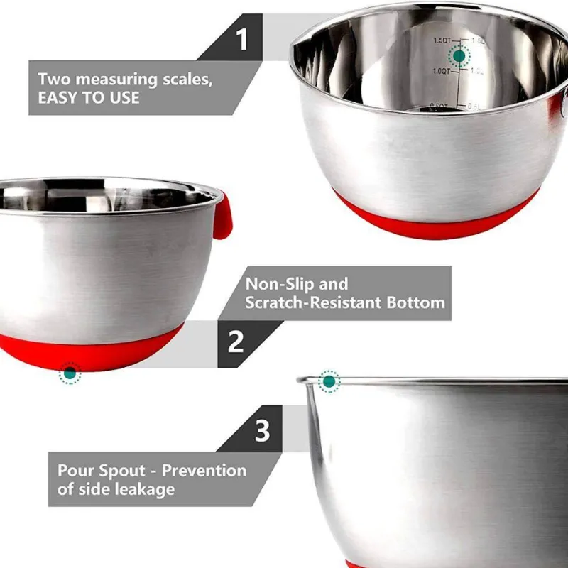 The Culinary Kit Küche & Esszimmer-Rutschfeste Multifunktions-Reibe-Rührschüsseln