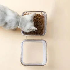 Furry Haven Haustierzubehör|Reinigungswerkzeuge Für Haustiere-Rutschfester Doppelnapf für Haustiere – Transparenter Futternapf für Hunde und Katzen