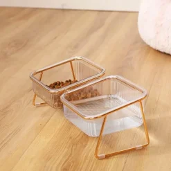 Furry Haven Haustierzubehör|Reinigungswerkzeuge Für Haustiere-Rutschfester Doppelnapf für Haustiere – Transparenter Futternapf für Hunde und Katzen