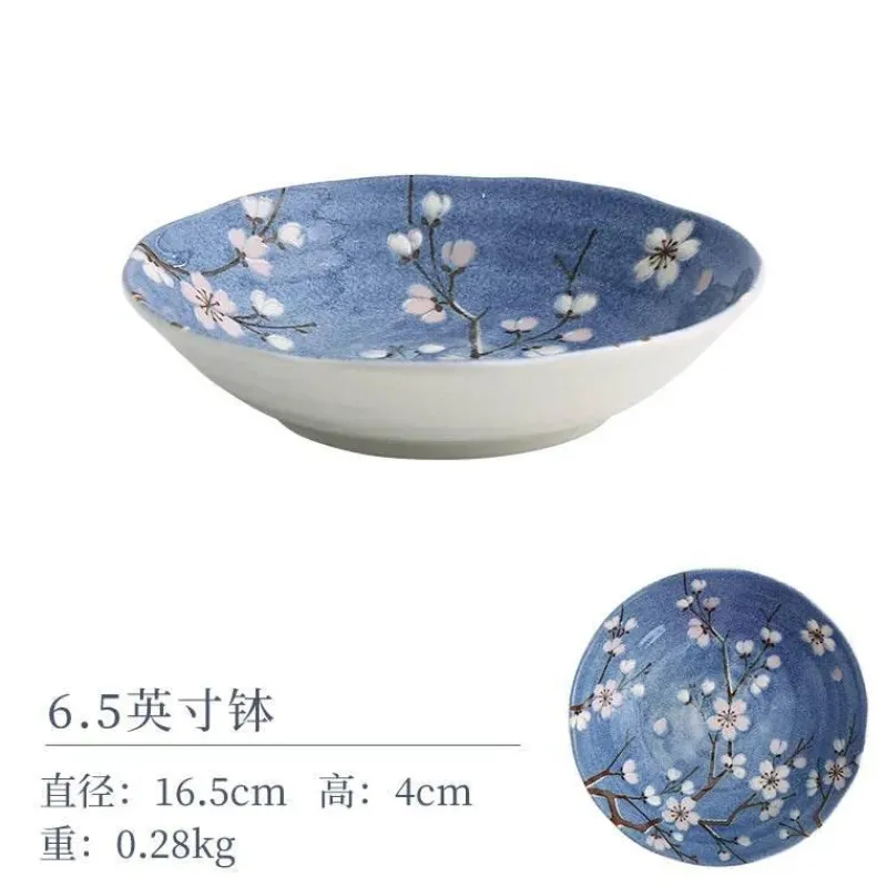 Elegance at the Table Küche & Esszimmer-Sakura Blaues Keramik-Essset - Suppenschüssel, flacher Teller