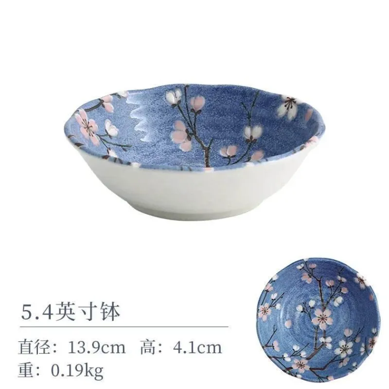 Elegance at the Table Küche & Esszimmer-Sakura Blaues Keramik-Essset - Suppenschüssel, flacher Teller