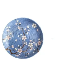 Elegance at the Table Küche & Esszimmer-Sakura Blaues Keramik-Essset - Suppenschüssel, flacher Teller