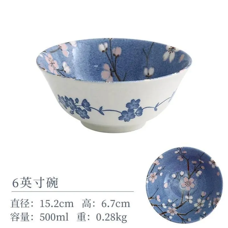 Elegance at the Table Küche & Esszimmer-Sakura Blaues Keramik-Essset - Suppenschüssel, flacher Teller