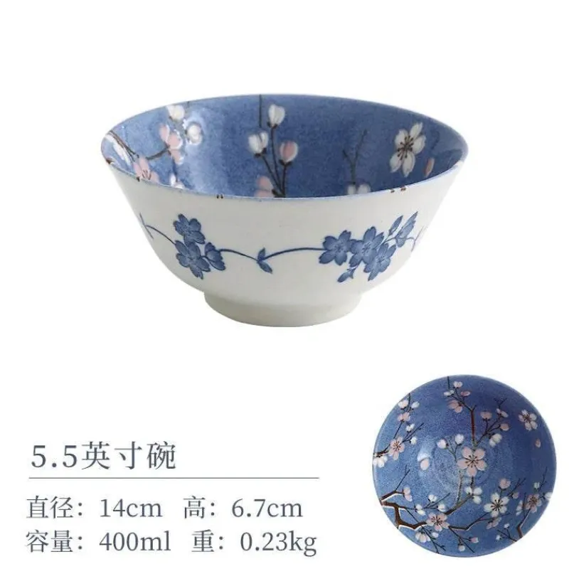 Elegance at the Table Küche & Esszimmer-Sakura Blaues Keramik-Essset - Suppenschüssel, flacher Teller