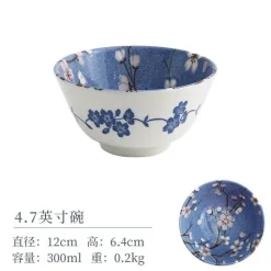 Elegance at the Table Küche & Esszimmer-Sakura Blaues Keramik-Essset - Suppenschüssel, flacher Teller