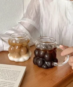 Brew Bliss Küche & Esszimmer-Schlanker Becher aus Glas mit unregelmäßigen Blasen