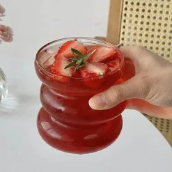 Brew Bliss Küche & Esszimmer-Schlanker Becher aus Glas mit unregelmäßigen Blasen