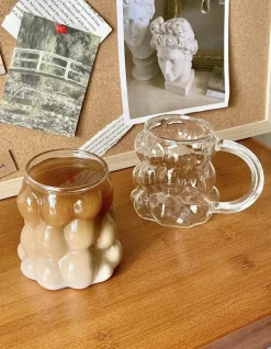 Brew Bliss Küche & Esszimmer-Schlanker Becher aus Glas mit unregelmäßigen Blasen