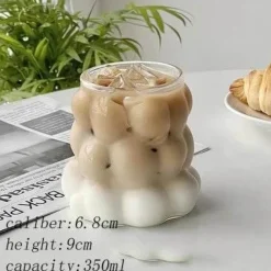 Brew Bliss Küche & Esszimmer-Schlanker Becher aus Glas mit unregelmäßigen Blasen