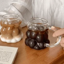 Brew Bliss Küche & Esszimmer-Schlanker Becher aus Glas mit unregelmäßigen Blasen