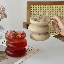Brew Bliss Küche & Esszimmer-Schlanker Becher aus Glas mit unregelmäßigen Blasen