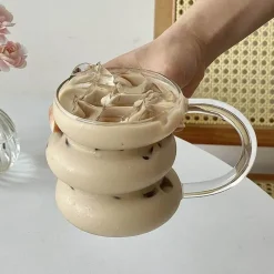 Brew Bliss Küche & Esszimmer-Schlanker Becher aus Glas mit unregelmäßigen Blasen