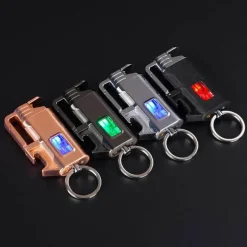 Cozy Living Camping Im Freien|Outdoor-Artikel-Schlüsselanhänger-Feuerzeug mit Flaschenöffner aus Metall – modernes, winddichtes Design