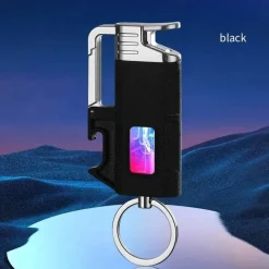 Cozy Living Camping Im Freien|Outdoor-Artikel-Schlüsselanhänger-Feuerzeug mit Flaschenöffner aus Metall – modernes, winddichtes Design