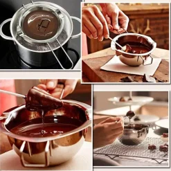 Tom Küche & Esszimmer-Schmelztiegel aus Edelstahl – langer Griff für die Herstellung von Wachs, Butter, Schokolade, Kerzen und Seife