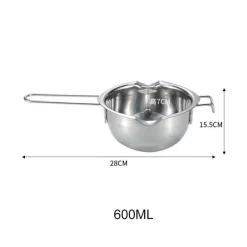 Tom Küche & Esszimmer-Schmelztiegel aus Edelstahl – langer Griff für die Herstellung von Wachs, Butter, Schokolade, Kerzen und Seife
