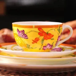 Feast u0026 Flair Küche & Esszimmer-Schmetterlings-Küchengeschirr-Set – Kaffeetassen, Untertassen, Kaffeekanne, Milchkännchen, Zuckerdose, Kuchenteller