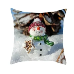 The Cushion Corner Bettzeug-Schneemann Kissenbezug - Winter Weihnachtsdekoration