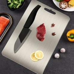 Tom Küche & Esszimmer-Schneidebrett aus Edelstahl – robuster Hackklotz für Obst, Gemüse und Fleisch