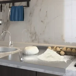 Tom Küche & Esszimmer-Schneidebrett aus Edelstahl – robuster Hackklotz für Obst, Gemüse und Fleisch