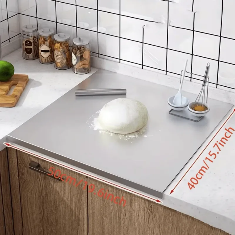 Tom Küche & Esszimmer-Schneidebrett aus Edelstahl – robuster Hackklotz für Obst, Gemüse und Fleisch