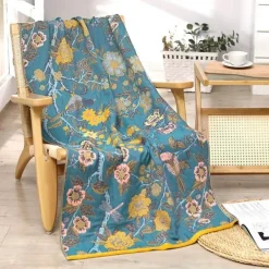 Wrap u0026 Relax Bettzeug-Schnelltrocknendes Badetuch aus Gaze mit Blumenmotiv, 80 x 160 cm, saugfähig, weich