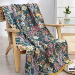 The Blanket Nook Bettzeug-Schnelltrocknendes Badetuch aus Baumwolle mit Blumenmuster – weiches Handtuch für Erwachsene