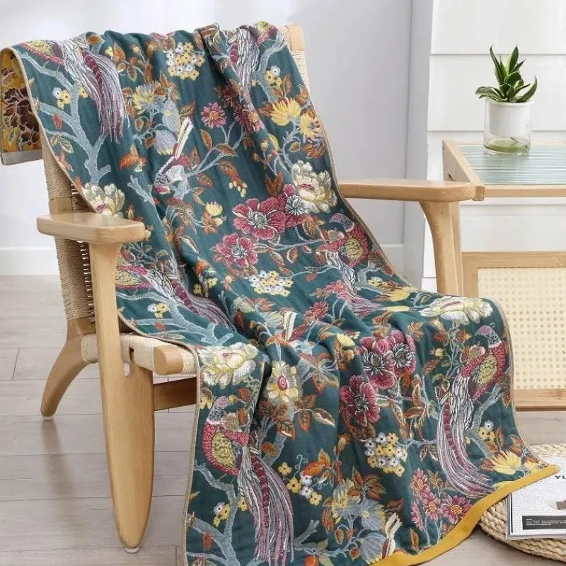 The Blanket Nook Bettzeug-Schnelltrocknendes Badetuch aus Baumwolle mit Blumenmuster – weiches Handtuch für Erwachsene