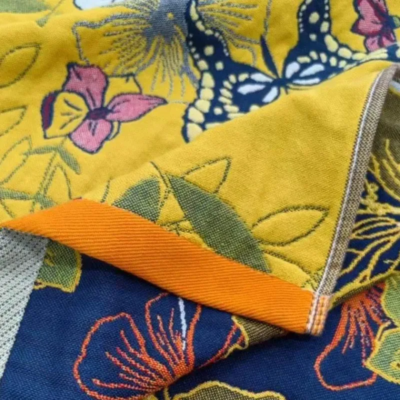 The Blanket Nook Bettzeug-Schnelltrocknendes Badetuch aus Baumwolle mit Blumenmuster – weiches Handtuch für Erwachsene