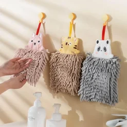 The Blissful Bath Badezimmer-Schnelltrocknendes Plüschhandtuch mit Bärenmotiv – weiches, saugfähiges Badezimmerzubehör