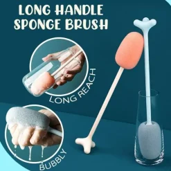 Deco Küche & Esszimmer-Schwammbürste mit langem Griff – Vertikales Reinigungswerkzeug für schwer erreichbare Bereiche