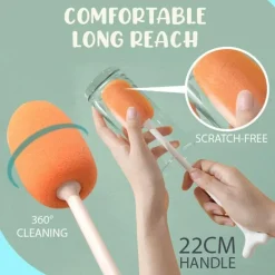 Deco Küche & Esszimmer-Schwammbürste mit langem Griff – Vertikales Reinigungswerkzeug für schwer erreichbare Bereiche